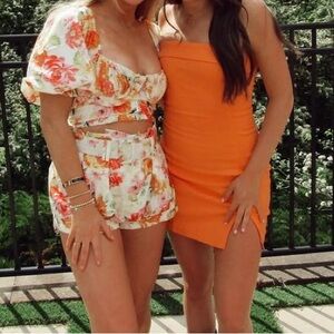 Shop Bop Orange Strapless Dress
